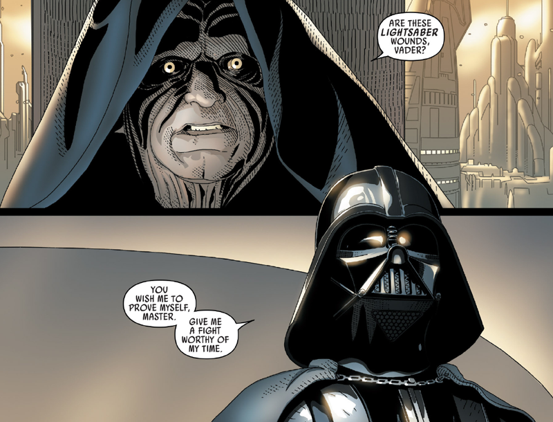 From Darth Vader #16, by by Kieron Gillen, Salvador Larroca, and Edgar Delgado.